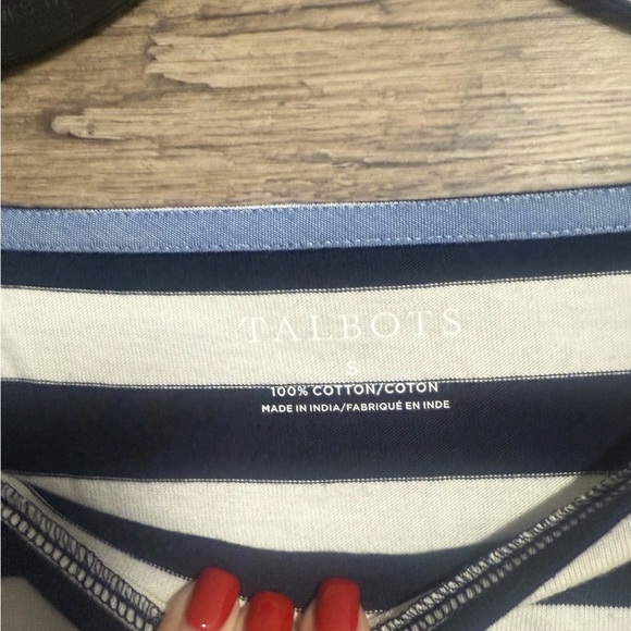 Talbots Navy and Yellow Striped Blouse - Picture 4 of 9